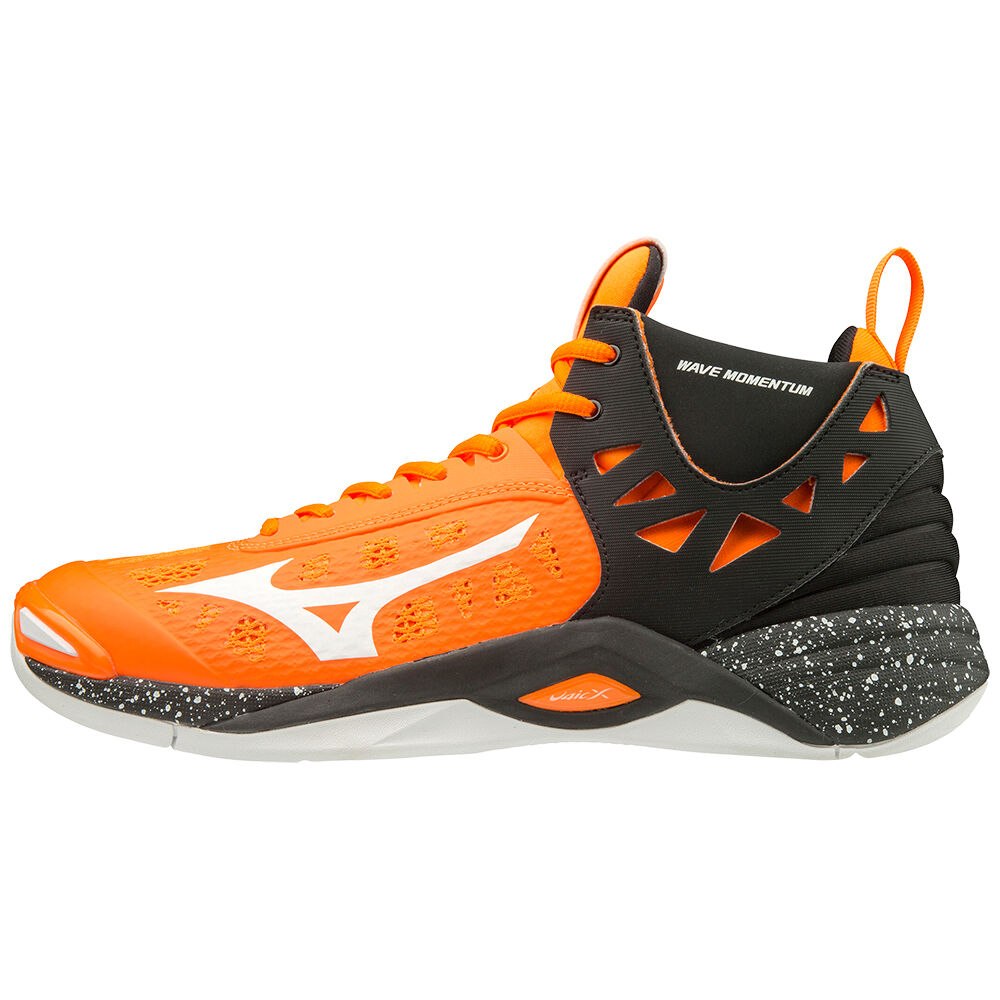 Mens Mizuno WAVE MOMENTUM MID Volleyball Shoes Orange/White/Black Philippines (ATCJGI807)